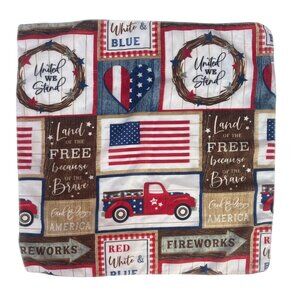 Patriotic Square Scarf Flag Red White Blue 20 x 20.5 Land of the Free